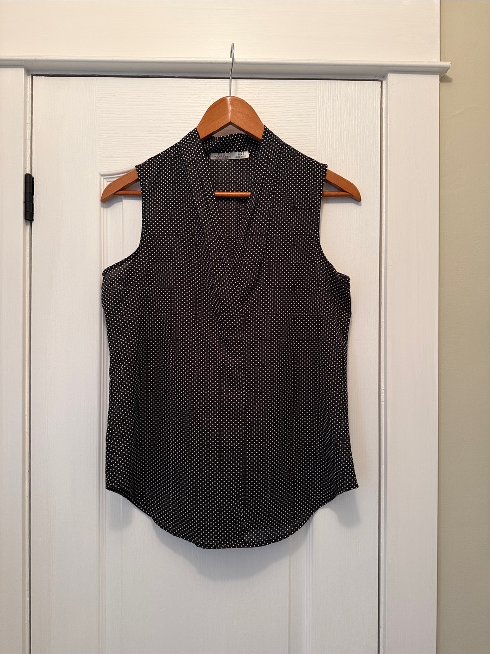 Dex Black Sleeveless Polka Dot V-Neck Camisole